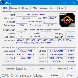 المواصفات التقنية لمعالج Ryzen 7 5800X